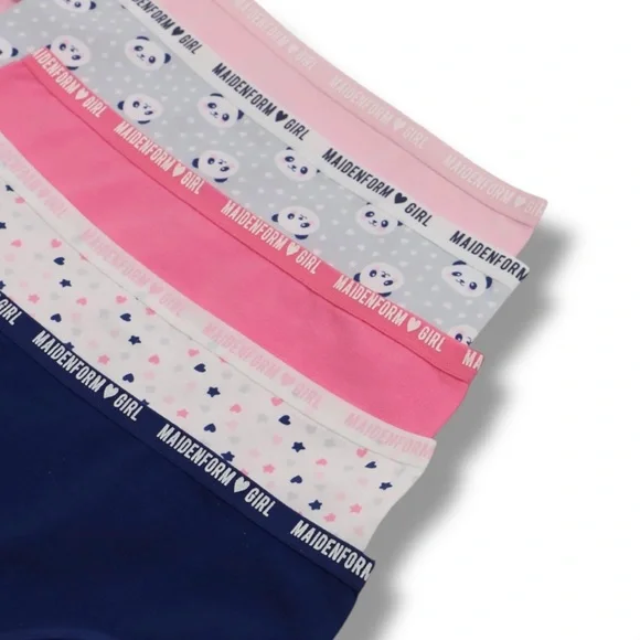 ⭐️ MAIDENFORM GIRL 5‑Pack Briefs Soft Cotton Underwear - Girls M (7/8) - NWT - Picture 6 of 11